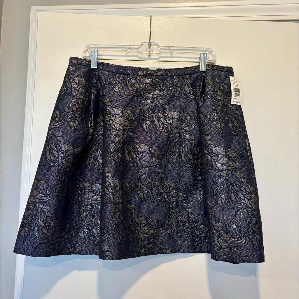 Never Worn Pink Tartan Black, Navy, Silver/Metallic Floral Skirt